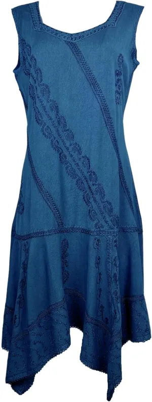 Agan Traders 2025 Spring Asymmetrical Hem Sleeveless Formal Dress - Boho Peasant Embroidered Long Maxi Dresses for Women