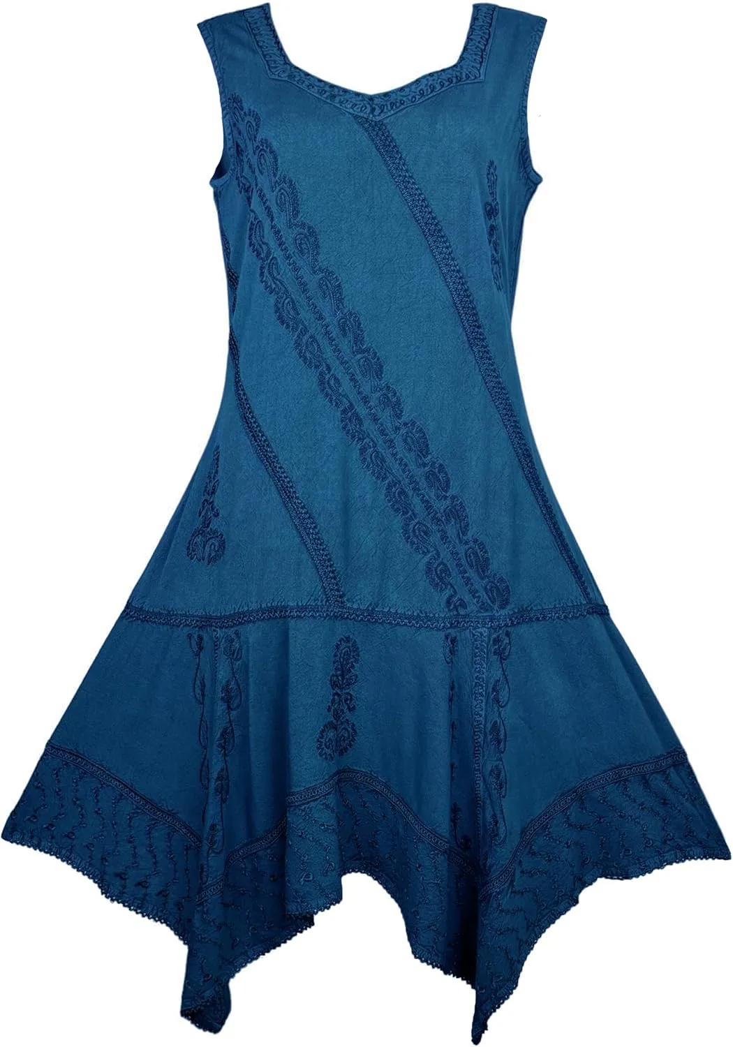 Agan Traders 2025 Spring Asymmetrical Hem Sleeveless Formal Dress - Boho Peasant Embroidered Long Maxi Dresses for Women