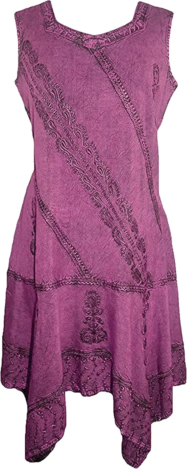 Agan Traders 2025 Spring Asymmetrical Hem Sleeveless Formal Dress - Boho Peasant Embroidered Long Maxi Dresses for Women