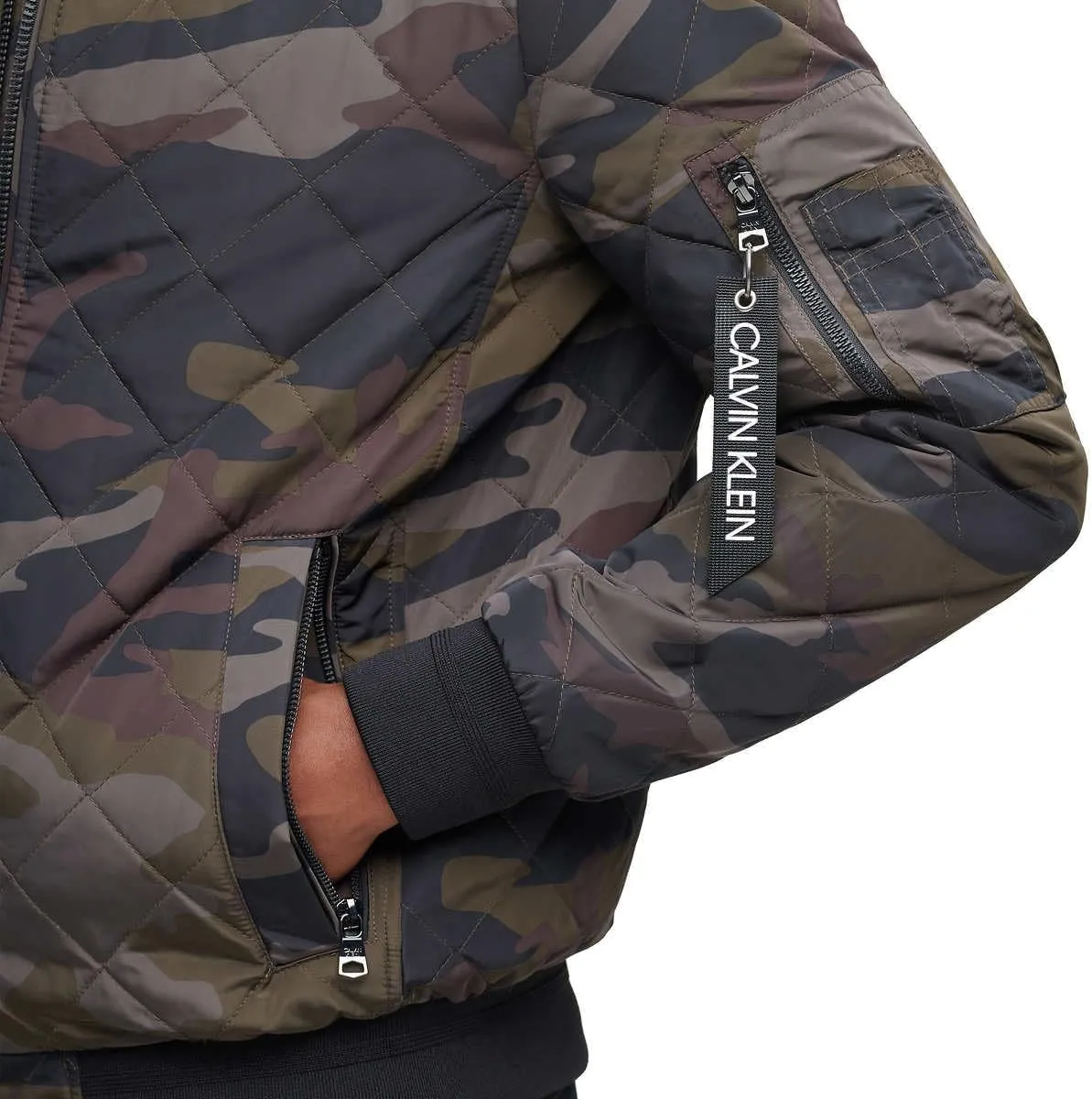 Calvin Klein Men's Ribbed Collar Quilted Bomber Jacket