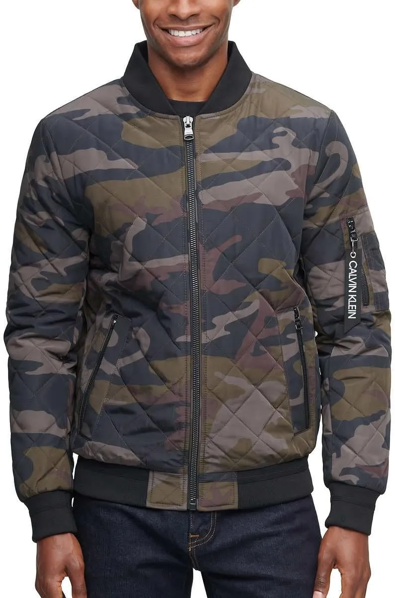 Calvin Klein Men's Ribbed Collar Quilted Bomber Jacket