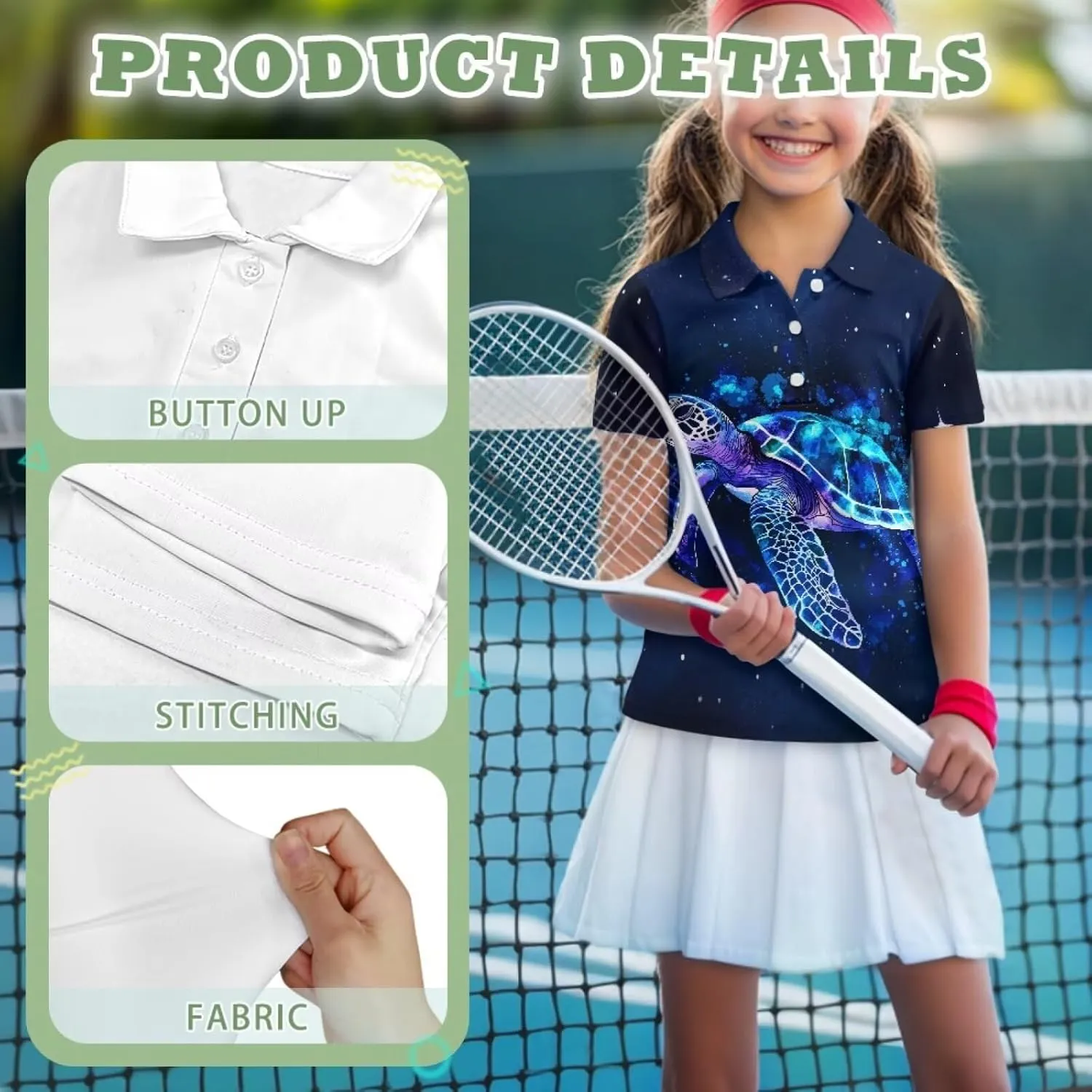 Children's Golf Polo Shirts for School Uniform Short-Sleeve Peter Pan Collar Shirts Daily Wear at Home