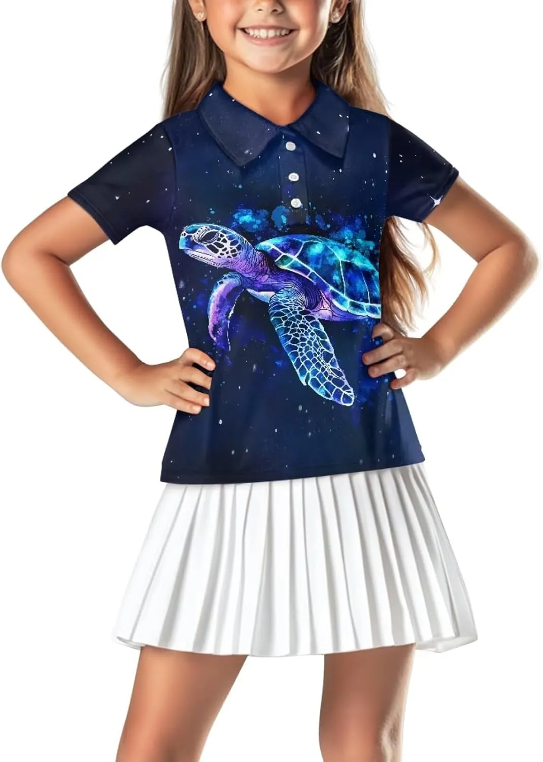 Children's Golf Polo Shirts for School Uniform Short-Sleeve Peter Pan Collar Shirts Daily Wear at Home
