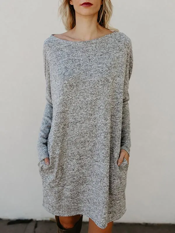 Classic Pockets Knitting Midi Dress
