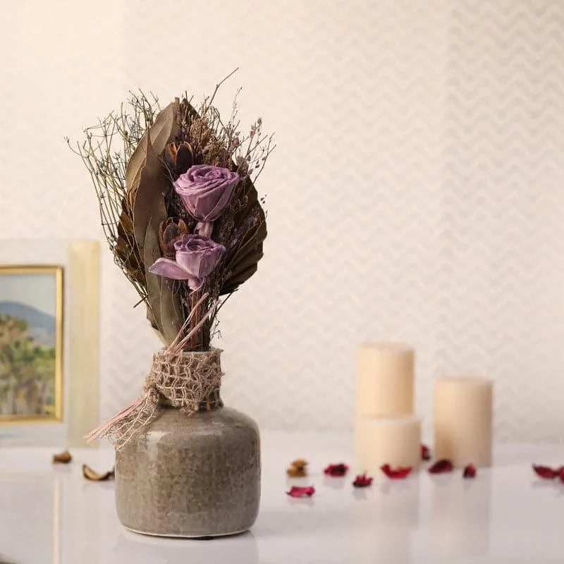 Edolie Vase With Dry Flowers - Lavender