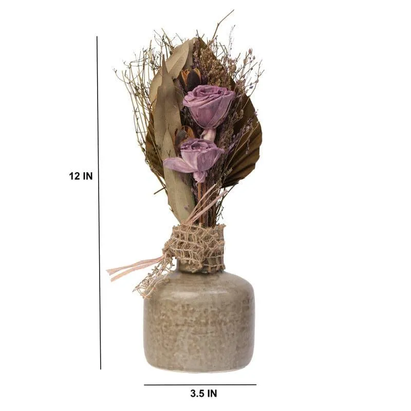Edolie Vase With Dry Flowers - Lavender