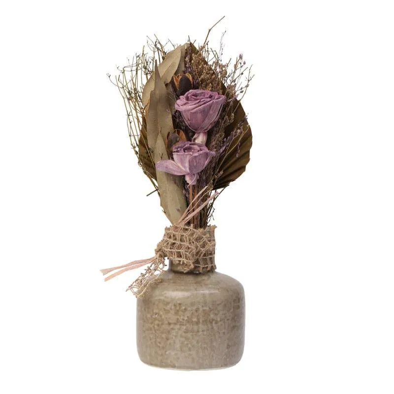 Edolie Vase With Dry Flowers - Lavender
