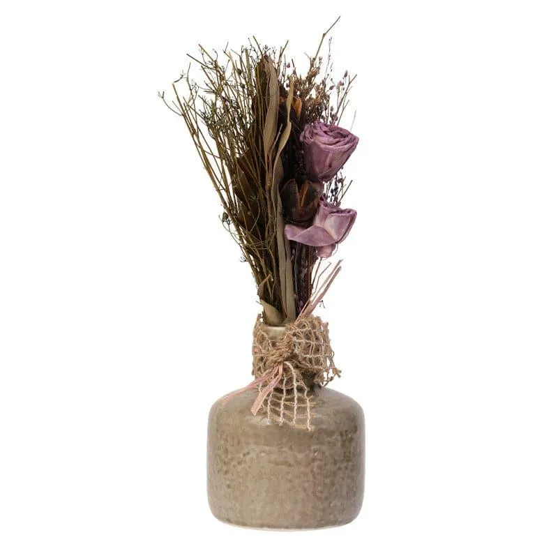 Edolie Vase With Dry Flowers - Lavender