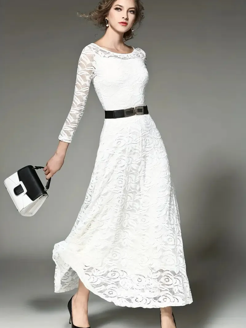 Elegant  3/4 Sleeve Lace Party Casual Dress