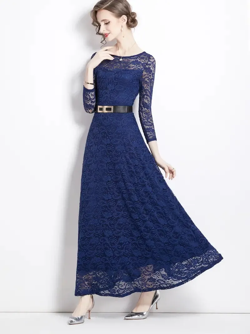 Elegant  3/4 Sleeve Lace Party Casual Dress
