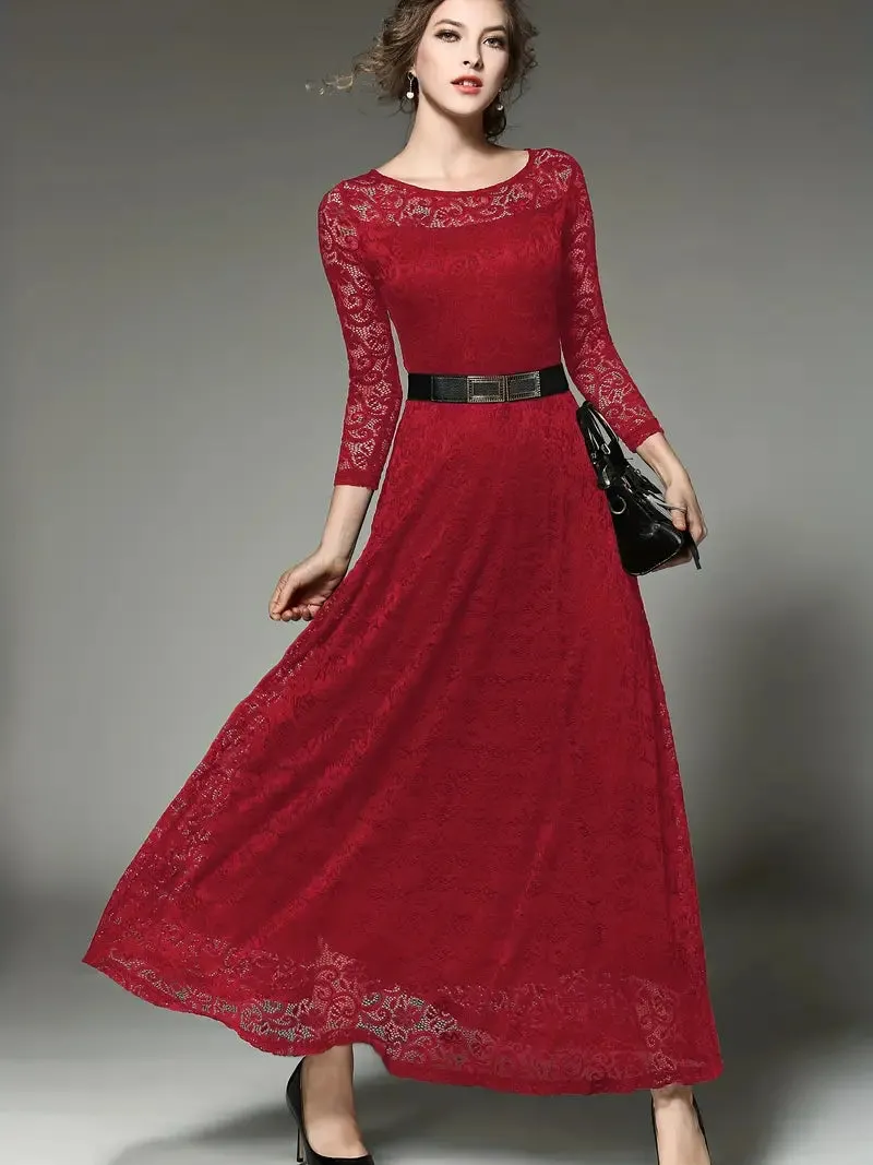 Elegant  3/4 Sleeve Lace Party Casual Dress