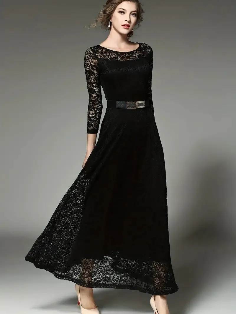 Elegant  3/4 Sleeve Lace Party Casual Dress
