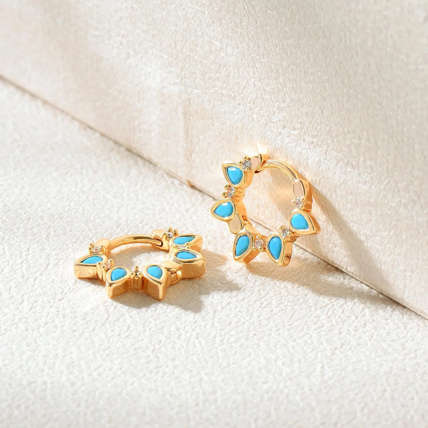 FETTERO Women Spike Earrings Gold Huggie Hoops 14K Gold Plated Small Hoop Earrings for Women Boho Simple Delicate Gold Earrings Handmade Hypoallergenic Earrings Jewelry Gift