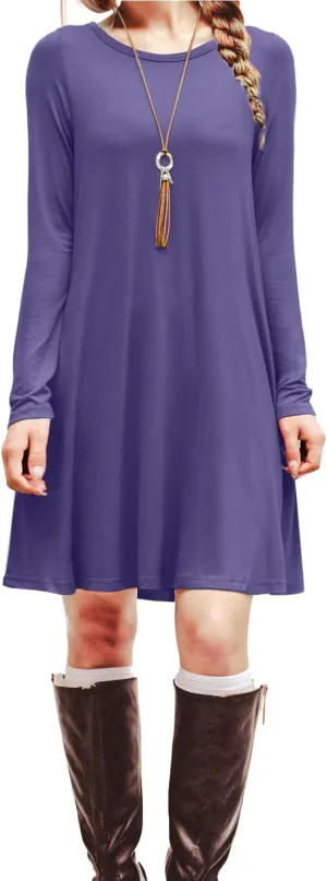 HiMONE Long Sleeve Dresses for Women Black Dress Casual Short T-Shirt Dresses