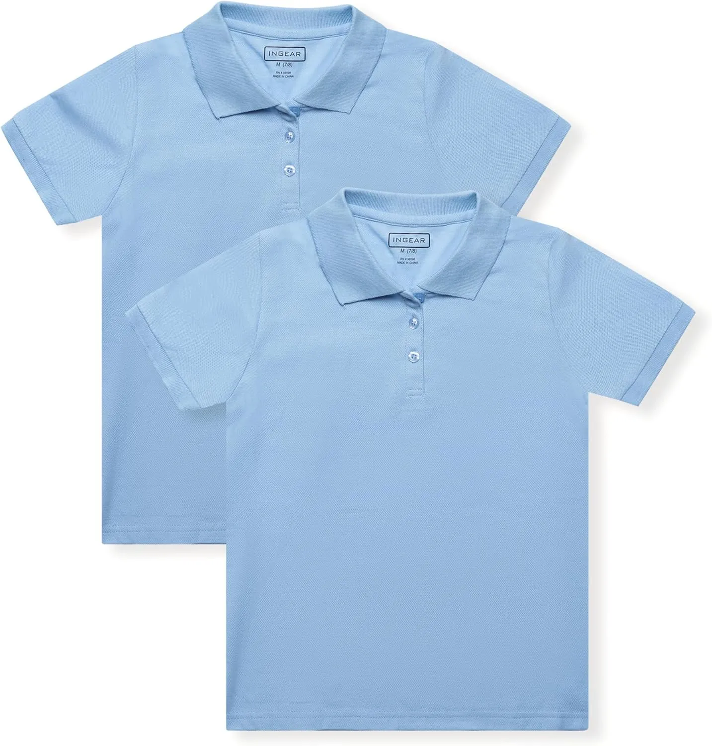 INGEAR Girls Short Sleeve Polo Shirt 2PK - School Uniform & Casual Wear