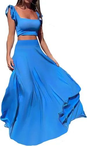 LKOUS Womens Sexy V-Neck Split Long Beach Hawaiian Long Dresses, Solid Color Bodycon Cover Ups Vacation Flowy Maxi Dress