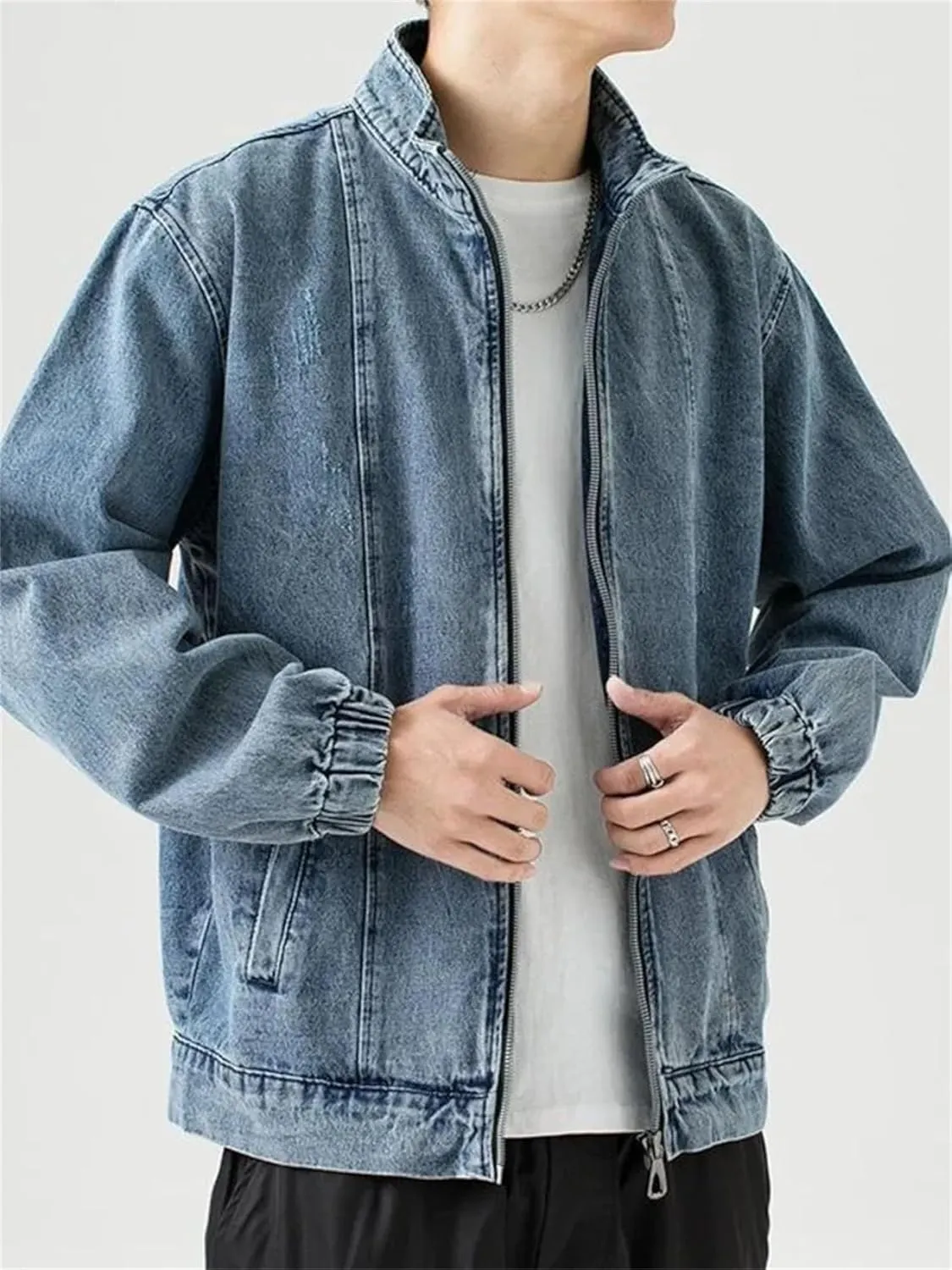 Men's Classic Vintage Jean Jacket Men Classic Casual Denim Coat Slim Fit Stretch Trucker Jackets