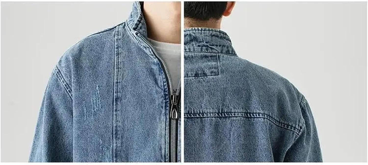 Men's Classic Vintage Jean Jacket Men Classic Casual Denim Coat Slim Fit Stretch Trucker Jackets