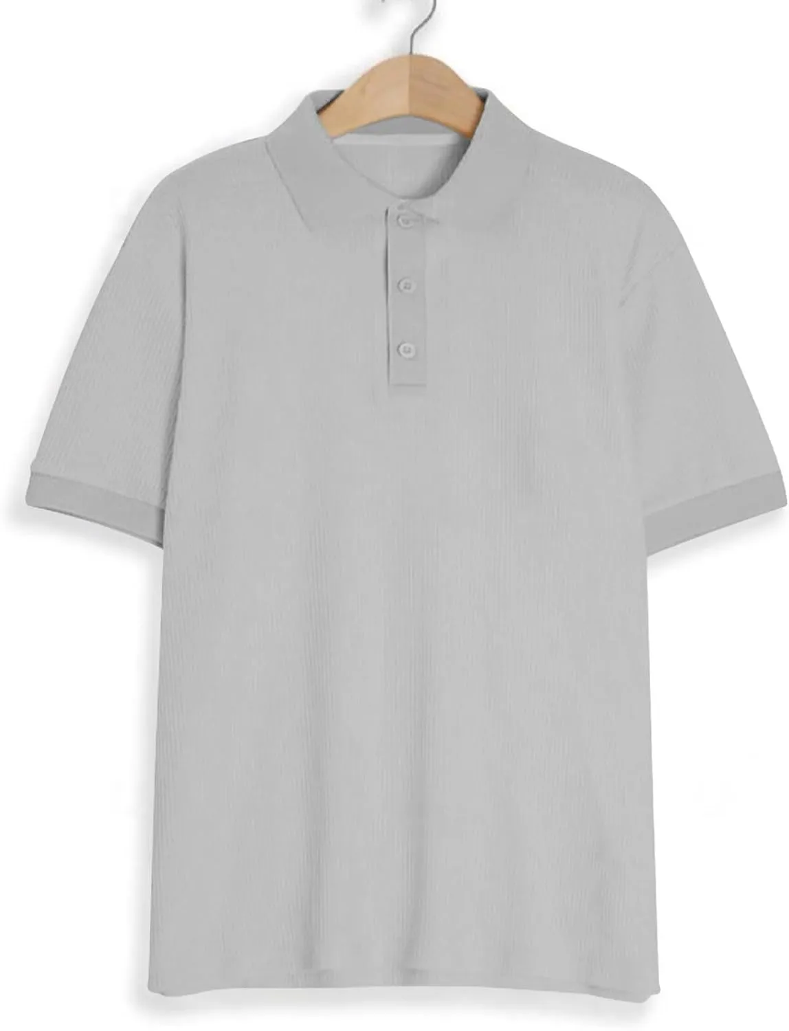 Men's Waffle Knit Polo Shirts Summer Short Sleeve Texture Lightweight Golf Shirts Sweater Muscle T-Shirt Tops