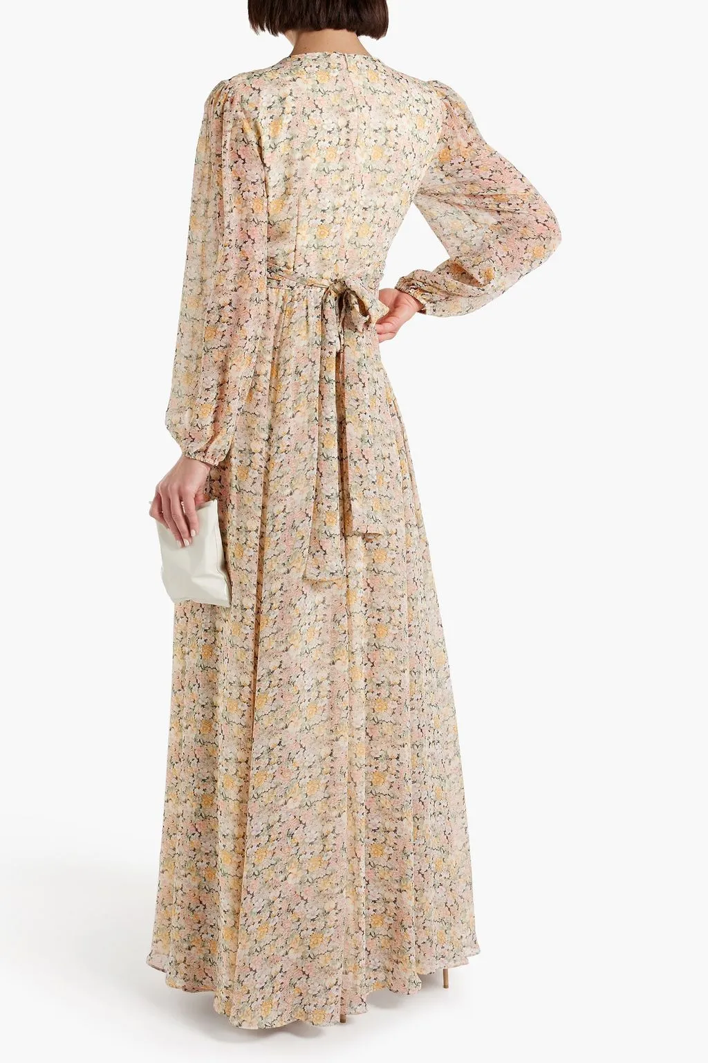 MIKAEL AGHAL Floral Chiffon Maxi Dress, Orange