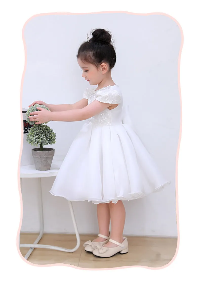 OT016 Yoliyolei Korean Floral Embroidery Top Girls Party Dresses Puffy Tulle Pearls Neckline Child Wedding Ceremony Birthday Dress