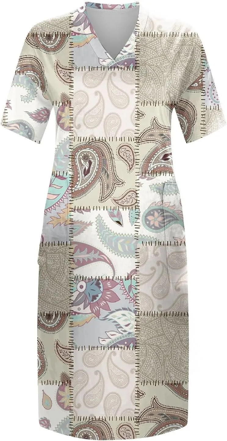 Plus Size Dresses for Curvy Women 2024 Summer Casual Short Sleeve Tshirt Midi Dress with Pockets Beach Vacation Dress