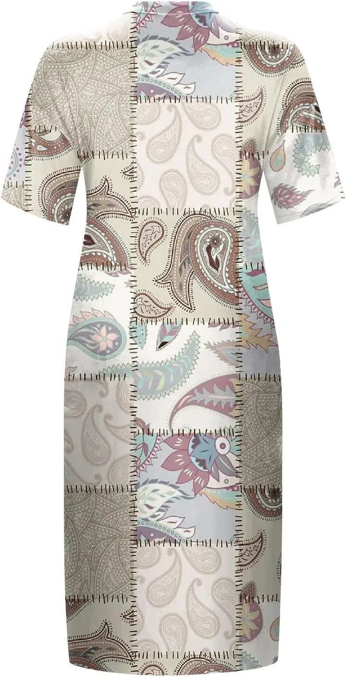 Plus Size Dresses for Curvy Women 2024 Summer Casual Short Sleeve Tshirt Midi Dress with Pockets Beach Vacation Dress