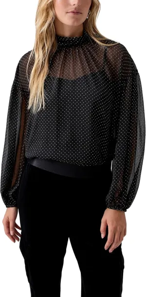 Sanctuary Sheer Volume Metallic Blouse