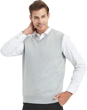 TopTie Men's 100% Cotton Knit Sweater Vest