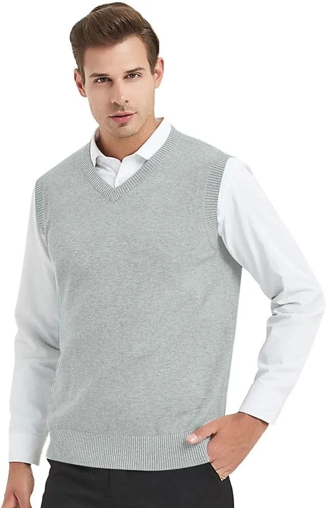 TopTie Men's 100% Cotton Knit Sweater Vest
