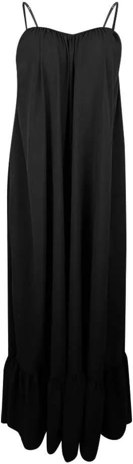 Women's 2025 Summer Sleeveless Dress Square Neck Pleated Swing Casual Maxi Dresses with Pockets