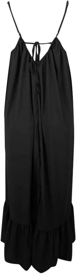 Women's 2025 Summer Sleeveless Dress Square Neck Pleated Swing Casual Maxi Dresses with Pockets