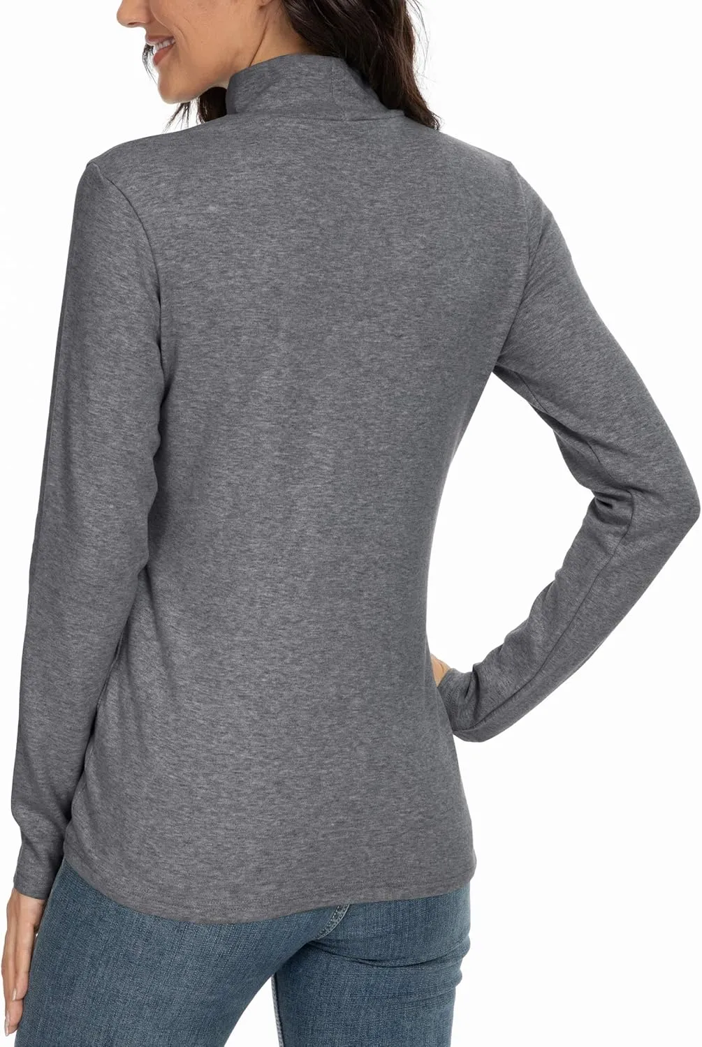Women's Mock Turtleneck Cotton Long Sleeve Layering T Shirt Tops