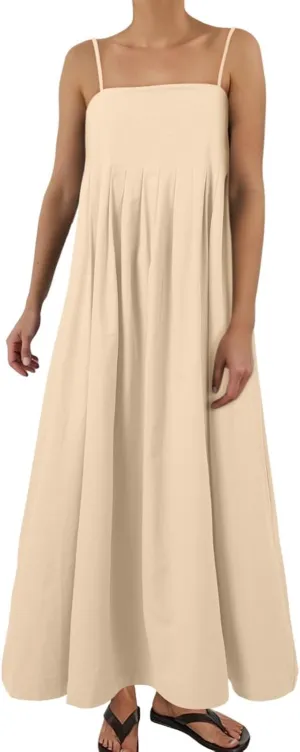 Women's Summer Maxi Dress Casual Loose Pockets Long Dress Short Sleeve Split Maxi Dresses