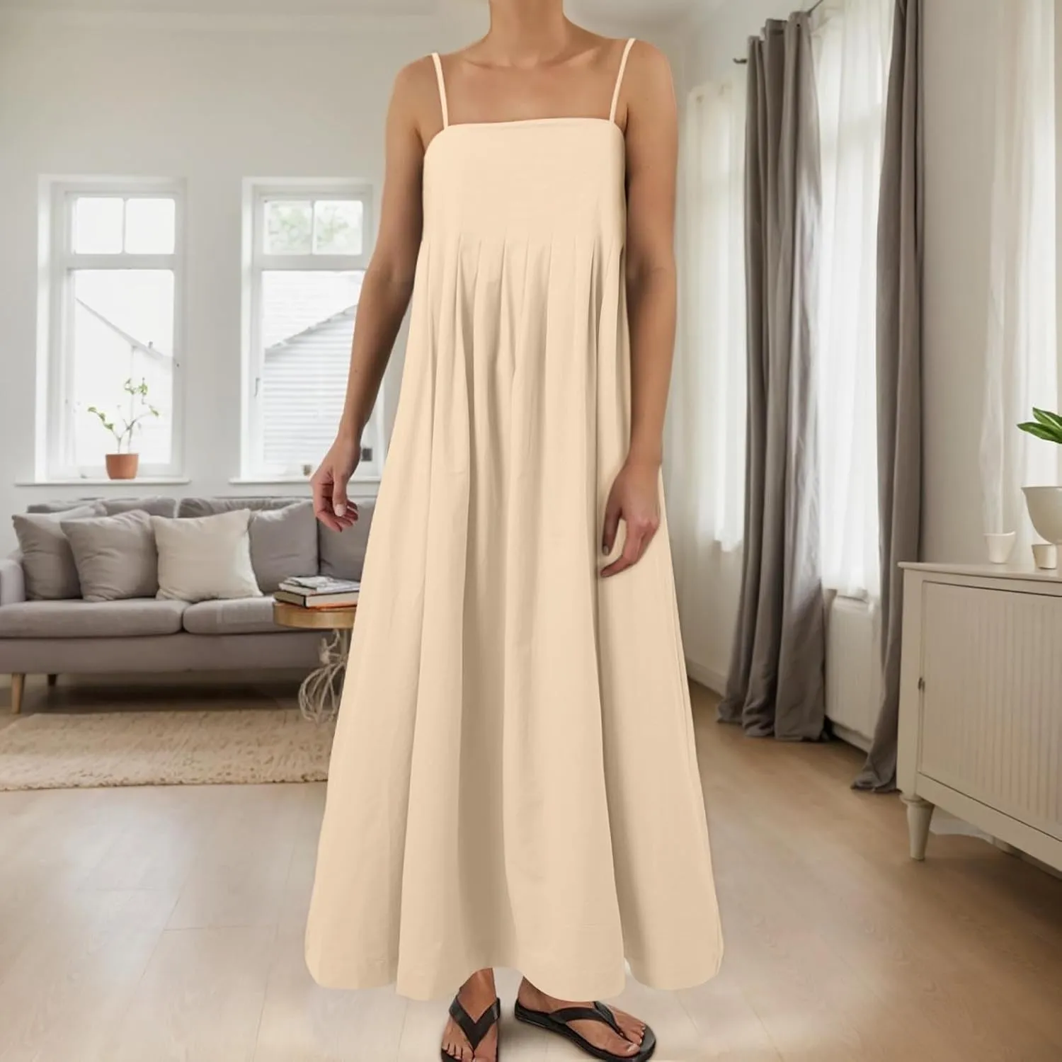 Women's Summer Maxi Dress Casual Loose Pockets Long Dress Short Sleeve Split Maxi Dresses