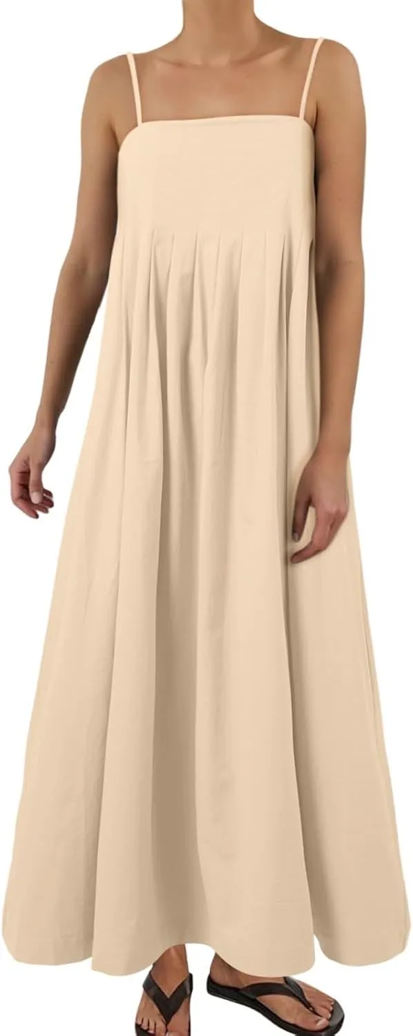 Women's Summer Maxi Dress Casual Loose Pockets Long Dress Short Sleeve Split Maxi Dresses