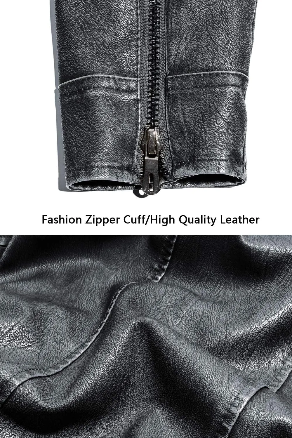 WULFUL Men's Vintage Stand Collar Leather Jacket Motorcycle PU Jacket and Coat